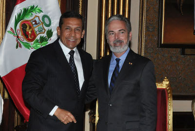 Presidente Ollanta Humala se reunió con Ministro de Relaciones Exteriores de Brasil, Embajador Antonio Patriota