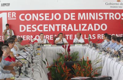 Presidente Ollanta Humala dirige el primer  Consejo de Ministros Descentralizado en la región Loreto