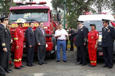Discurso del Presidente de la República, Ollanta Humala Tasso, durante al entrega de cisternas y ambulancias al Cuerpo General de Bomberos Voluntarios del Perú