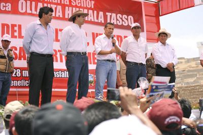 Discurso del Presidente de la República, Ollanta Humala Tasso, durante la ceremonia de inauguración de pistas y veredas en Huaura